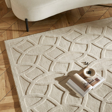 Priory PRI101 Geometric 100% Pure New Zealand Wool Hand Made Taupe Rug by Sarah Gare