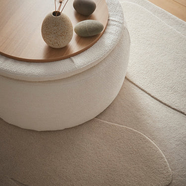 Origins Sculptured Pebble Oatmetal Tufted Beige Wool Textured Modern Rug