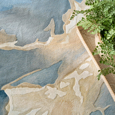 Prismatic PRS40 Hand Tufted New Zeland Wool Silk Stormy Sky Pattern Handmade Rug in Blue Multi