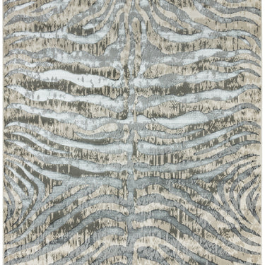 Quantum Zebra Print QU04 High Shine Rug in Beige Grey