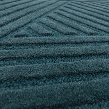 Hague Modern Hand Made Wool Rug in Teal Blue