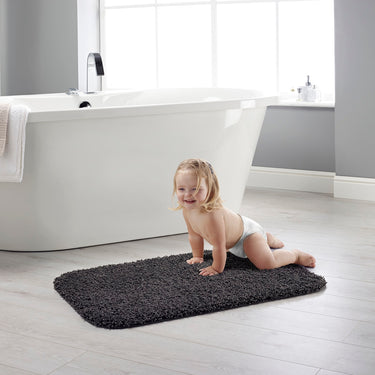 Dip and Drip Buddy Bathroom Toilet Charcoal Grey Washable Non-Slip Polypropylene Shaggy Bath Mat