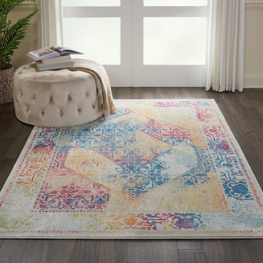 Nourison Ankara Vintage Antique Traditional ANR04 Rug Runner Round in Ivory Multi