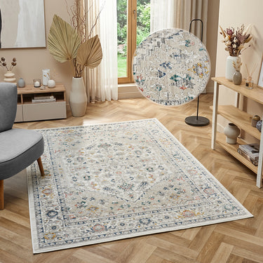URCO Nova Nico Cream Polypropylene Traditional Vintage Bordered Rug