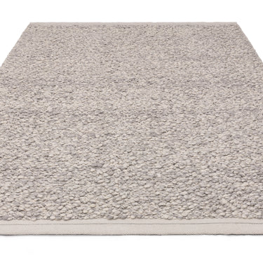 Elm Silver Grey Rug Chunky Boucle Modern Plain Hand Woven Flatweave Wool Viscose Rug
