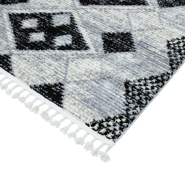 Cyrus CY07 Layla Modern Traditional Berber Style Fringed Soft Rug in Blue Multi