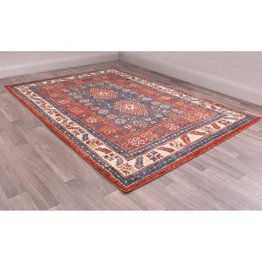 Orient 2520 Traditional Floral Bordered Rug Runner in Terracotta, Red, Navy and Cream