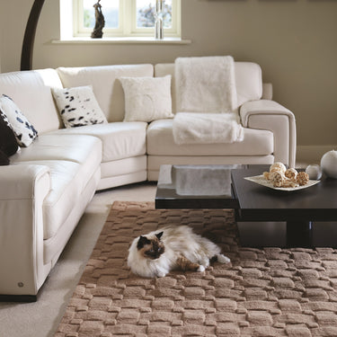 Origins Basketweave 3D Geometric Handmade Wool Rug in Mink
