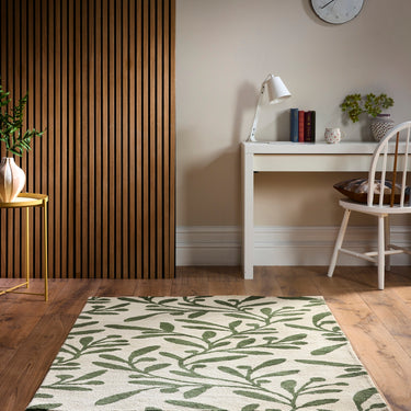 Origins Wool Hand Tufted Trailing Leaf Cream/Green Rug