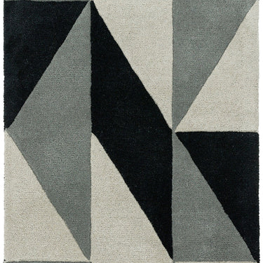 Reef Flag RF08 Geometric Pattern Hand Tufted Rug Hallway Runner in Grey Black