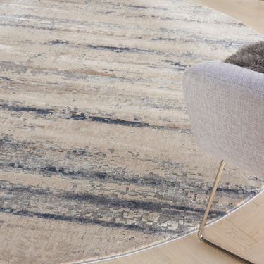 Rustic Textures RUS04 Modern Abstract Round Circle Rug in Beige Grey