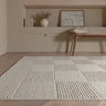 Zennith Grid Design Tufted Boucle Texture Cream White Wool Geometric Textured Scandi Rug - Medium 120x170 cm (4'x5'6")