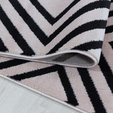 Modern Costa 3525 Sleek Geometric Diamond Pattern Pink Rug