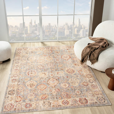 Alia 513AH Short Pile Beige Brown Polypropylene Traditional Modern Hallway Runner Rug - Runner 60x230cm (2'x7'7")