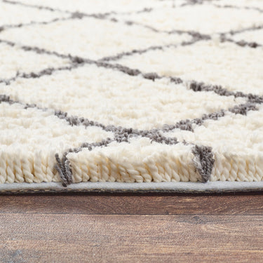 Origins Artisan Diamond Geometric Soft Shaggy White/Grey Rug