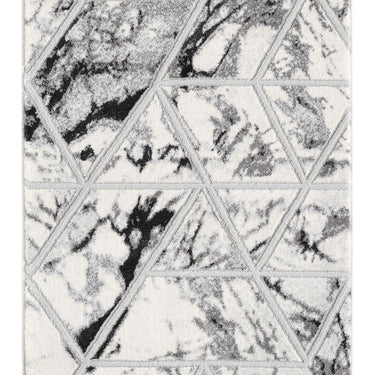 Marbled Bianco 224RA Cream Silver Polypropylene Abstract Geometric Rug