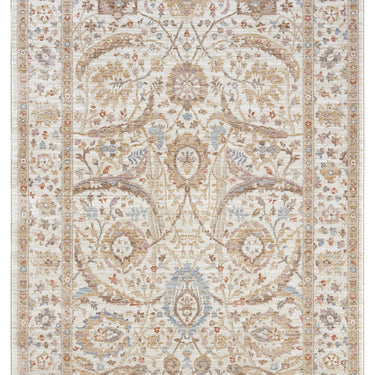 Alia Viana Cream Traditional Floral Bordered Rug