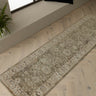 Heriz HE04 Ornate Green Traditional Vintage Textured Bordered Hallway Runner Rug - Runner 67x240 cm (2'2"x7'10")