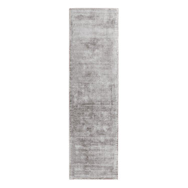 Blade Plain Silky Hand Woven Viscose Soft Rug Runner in Silver