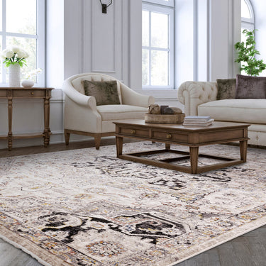 Sovereign Antique Medallion Classic Persian High Shine Traditional Vintage Rug in Grey Silver