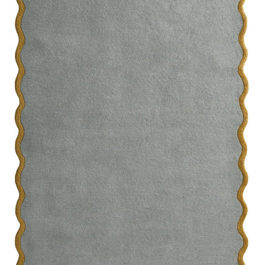Origins Scalloped Border Elsie Tufted Duck Egg Ochre Wool Bordered Hallway Runner Rug