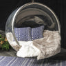 Halsey Indoor Outdoor Rug Hand Woven Geometric Flatweave Reversible Blue Rug Runner or Cushion - Cushion 45x45 cm