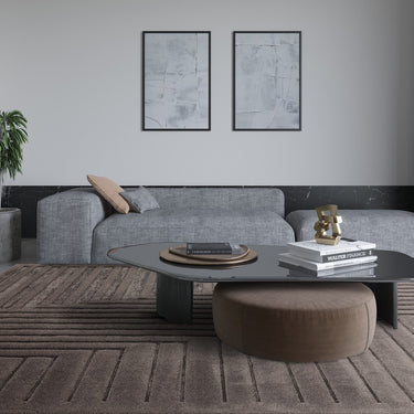 Asiatic London Valley Path 3D Connection Ivory Charcoal Geometric Scandi Soft Rug 120x170 cm