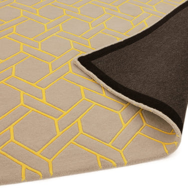 Asiatic London Nexus FL02 Fine Lines Trellis Silver Yellow Hand-Carved Wool Viscose Geometric Rug