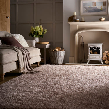 Chicago Shaggy Modern Plain Rug Hallway Runner Circle in Latte