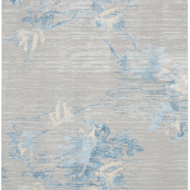 Calvin Enchanting ECH01 Grey Sky Blue Polypropylene Abstract Floral Textured Rug