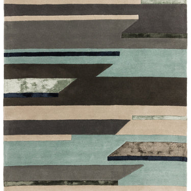 Matrix Rhombus Geometric Rug Hand Made Soft Wool Rug in Blue