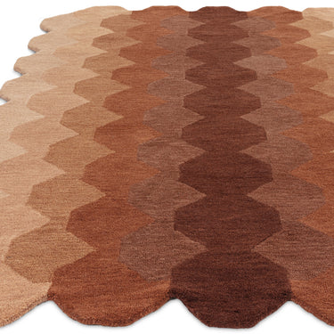 Hive Rug Modern Soft 100% Wool Hand Tufted Elegant Geometric Gradient Effect Rug in Rust