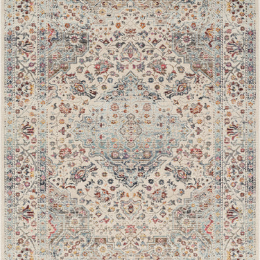 Nourison Kashan VKA10 Medallion Teal Multi Polypropylene Traditional Vintage Floral Rug