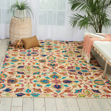 Vibrant Blossom Wool Hand Tufted Floral Rug by Nourison in Multicolours
