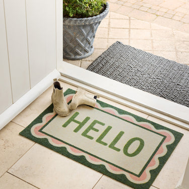 Hello Scallop Green Washable Non-Slip Indoor Doormat 50x75 cm