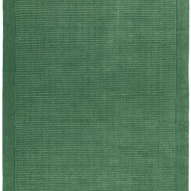 York 100% Wool Rug Hand Made Modern Plain Bordered Rug in Forest Green