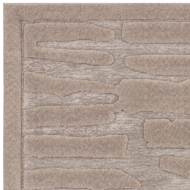 Valley Path Geometric 3D Pattern Rug in Charcoal Grey, Natural and Ivory