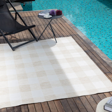Barbados BBD2310 Modern Indoor / Outdoor Beige Checkered Area Rug in 160 x 213 cm