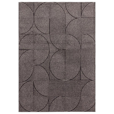 Muse Modern Geometric Swirl Pattern Charcoal and Blue Rug
