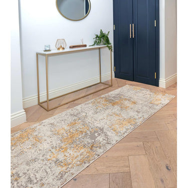 Rossa ROS03 Modern Abstract Hallway Runner Rug in Silver Gold 80x240 cm (2'8''x7'10'')
