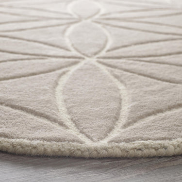 Bloom Handmade Geometric Abstract 100% Pure Wool Hand Tufted Circle Rug in Grey