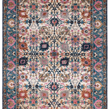 Zola Sarab Vintage Traditional Persian Bordered Rug in Turquoise Pink