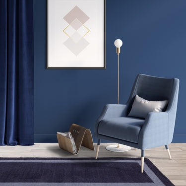 Albi Navy Blue Border Classic Pure Wool Bordered Modern Rug - Runner 68x240 cm (2'2"x7'10")