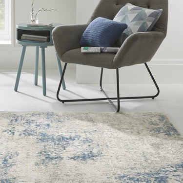Consept Looms Rossa ROS03 Ivory Blue Polypropylene Abstract Modern Rug