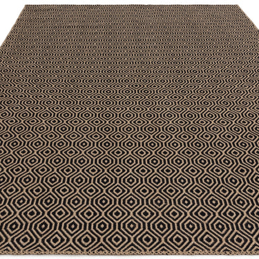 Global Mosaic Geometric Cotton Flatweave Jute Rug in Black Natural Cream