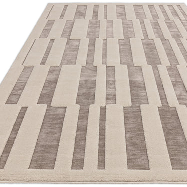 Asiatic London Valley Tile Scandinavian Stripe 3D Pattern Natural Beige Ivory Geometric Striped Rug 160x230 cm