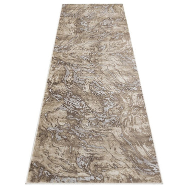 Pollo 107 Modern Abstract Marbled Taupe Grey Rug Runner by Consept Looms