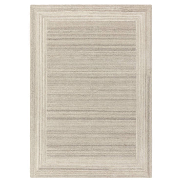 Asiatic London Orlo Natural Framed Grey Hand-Carved Wool Textured Bordered Rug