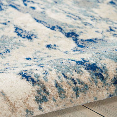 Nourison Maxell MAE16 Ivory Blue Cotton Abstract Modern Rug