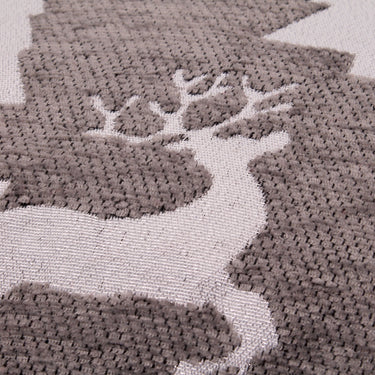 Christmas Sparkle Trees & Reindeer Soft Cushion in Grey 45x45 cm